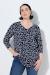 Shirt, Sterne, A-Linie, V-Ausschnitt, Langarm