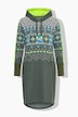 Norweger-Strickfleece-Kleid, Kapuze, Langarm