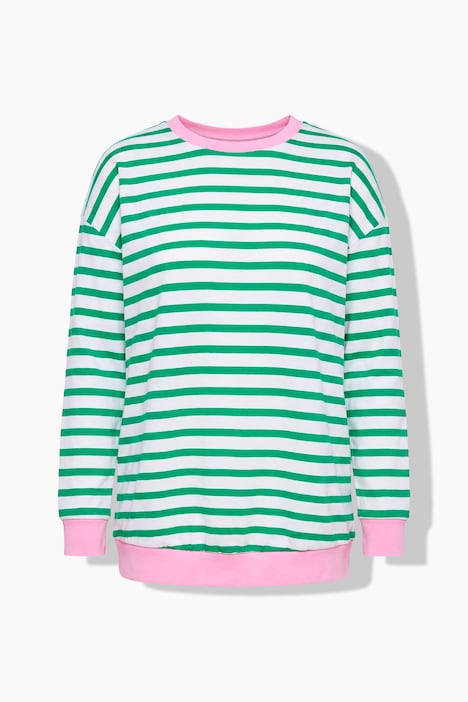 Sweatshirt, Loose Fit, Ringel, farbige Bündchen