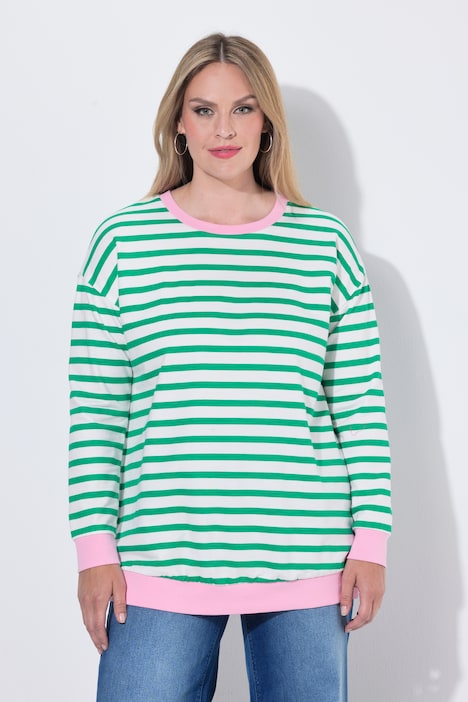 Sweatshirt, Loose Fit, Ringel, farbige Bündchen