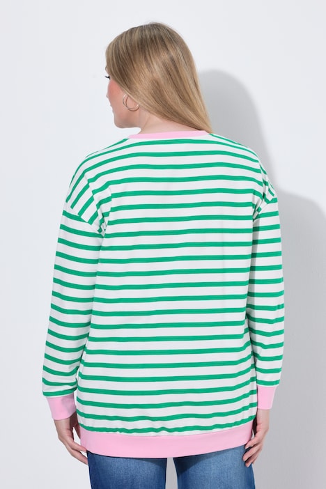 Sweatshirt, Loose Fit, Ringel, farbige Bündchen