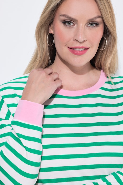 Sweatshirt, Loose Fit, Ringel, farbige Bündchen