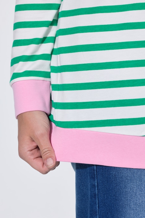Sweatshirt, Loose Fit, Ringel, farbige Bündchen