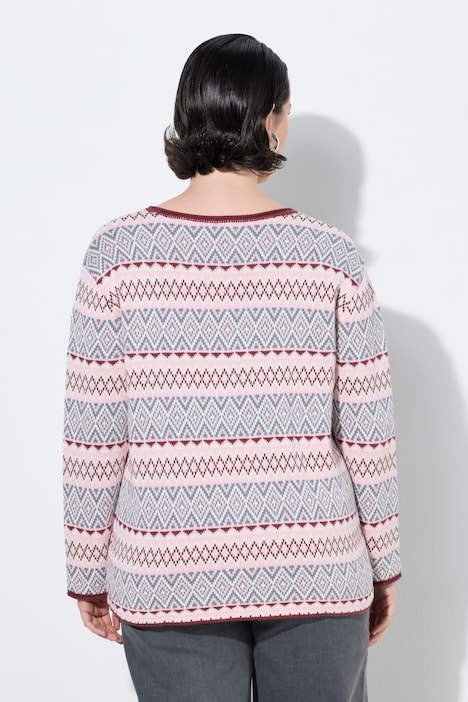 Pullover, Jacquardmuster, Rundhals, Langarm