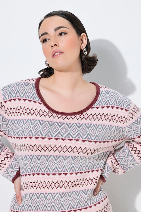 Pullover, Jacquardmuster, Rundhals, Langarm