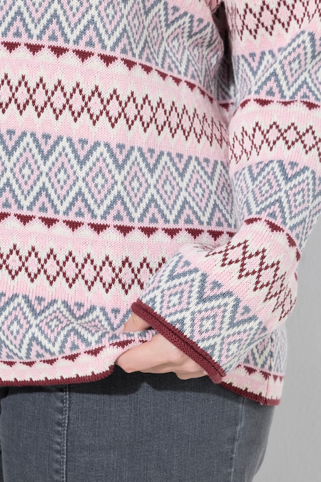 Pullover, Jacquardmuster, Rundhals, Langarm