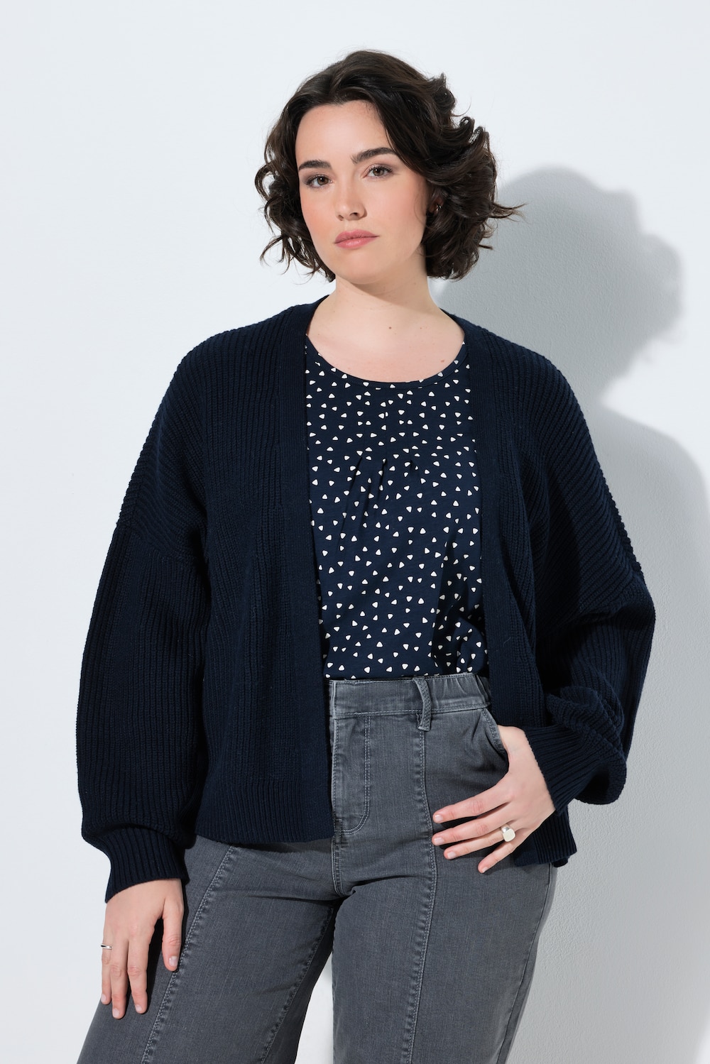 Strickjacke, ohne Verschluss, Langarm