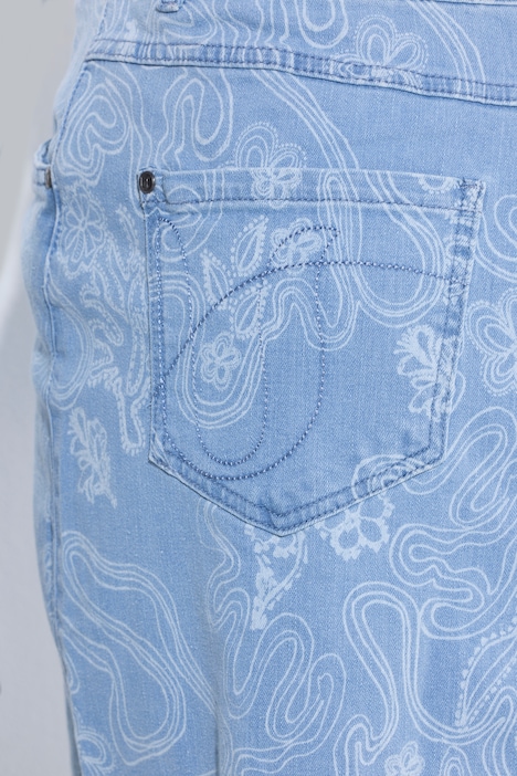 Jeansrock, Saumschlitz, Paisleyprint