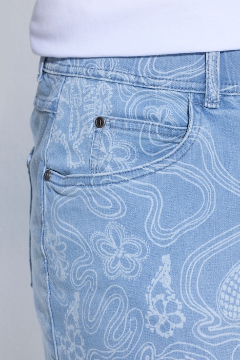 Jeansrock, Saumschlitz, Paisleyprint