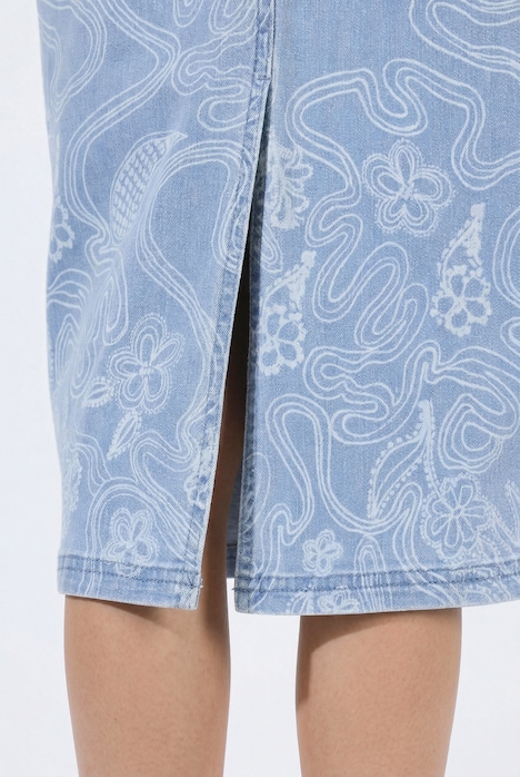 Jeansrock, Saumschlitz, Paisleyprint