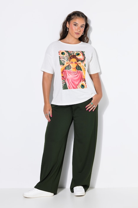 T-Shirt, Oversize Shape, Pfauenfeder-Motiv