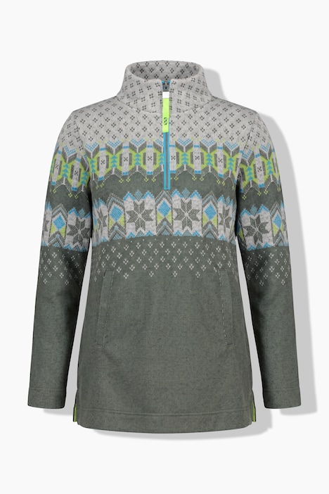 Noorse gebreide fleece-trui, troykraag, lange mouwen