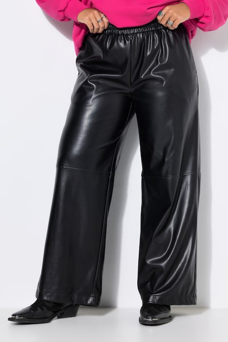 Pantalon en cuir synthétique, coupe large, aspect cuir nappa
