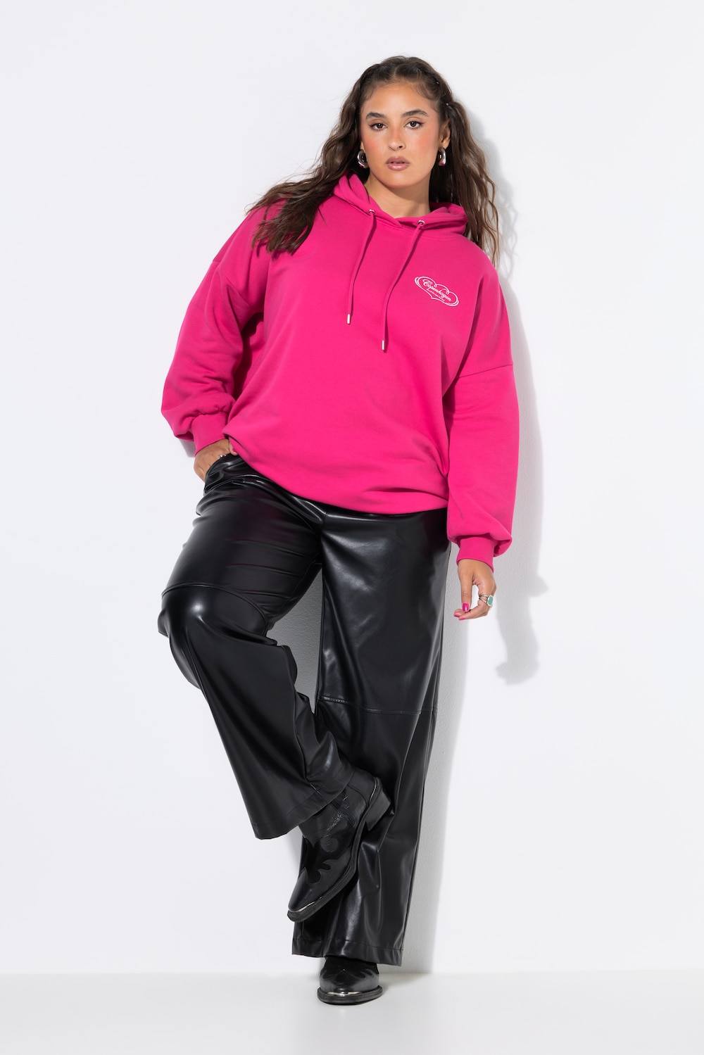 Fake-Lederhose, Wide Legs, Nappaleder-Optik