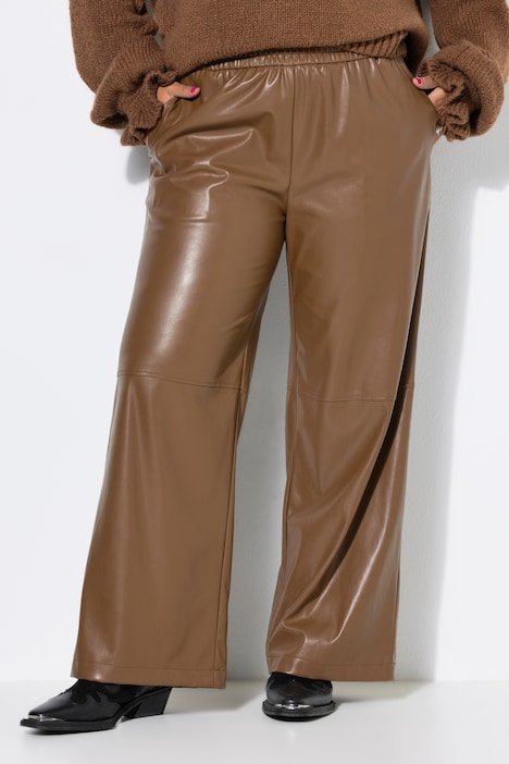 Pantalon en cuir synthétique, coupe large, aspect cuir nappa
