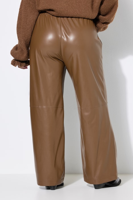 Pantalon en cuir synthétique, coupe large, aspect cuir nappa