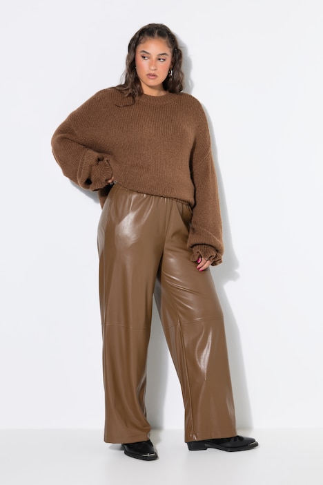 Pantalon en cuir synthétique, coupe large, aspect cuir nappa