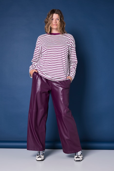 Faux Leather Wide Leg Elastic Waist Pants