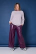 Faux Leather Wide Leg Elastic Waist Pants