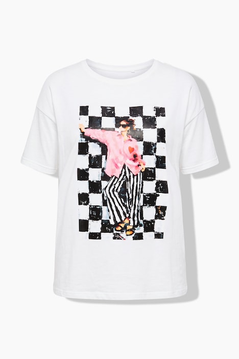 T-Shirt, Oversize Shape, Black/White Fashion Print