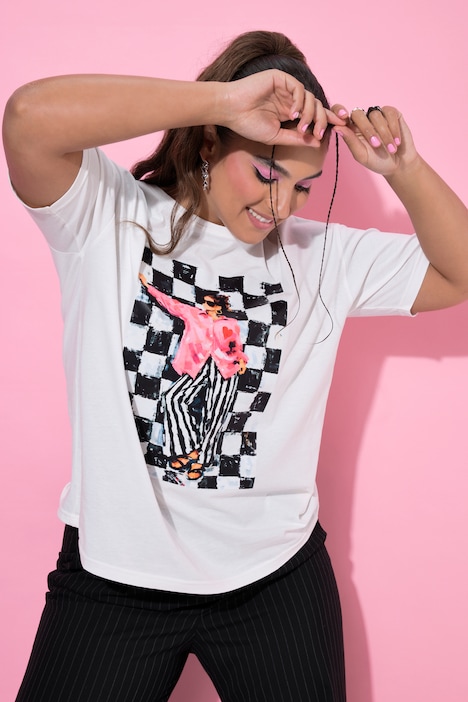 T-Shirt, Oversize Shape, Black/White Fashion Print