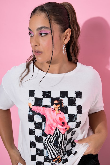 T-Shirt, Oversize Shape, Black/White Fashion Print