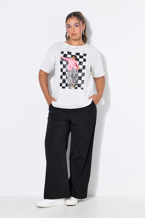 T-Shirt, Oversize Shape, Black/White Fashion Print