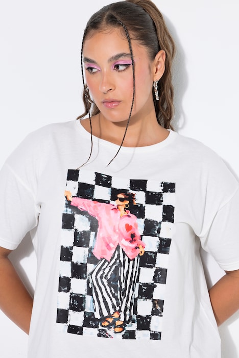 T-Shirt, Oversize Shape, Black/White Fashion Print