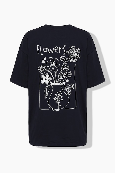 T-Shirt, Oversize Shape, Flower Prints vorne und hinten