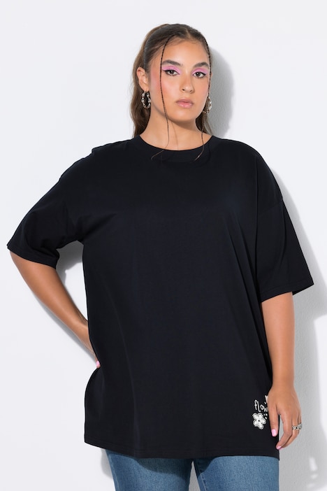 T-Shirt, Oversize Shape, Flower Prints vorne und hinten