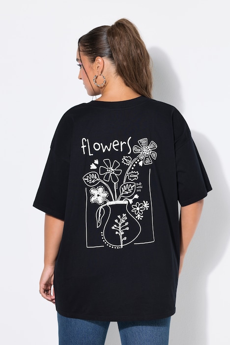 T-Shirt, Oversize Shape, Flower Prints vorne und hinten