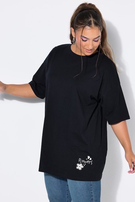 T-Shirt, Oversize Shape, Flower Prints vorne und hinten