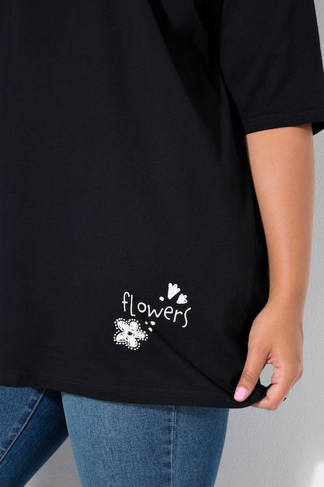 T-Shirt, Oversize Shape, Flower Prints vorne und hinten