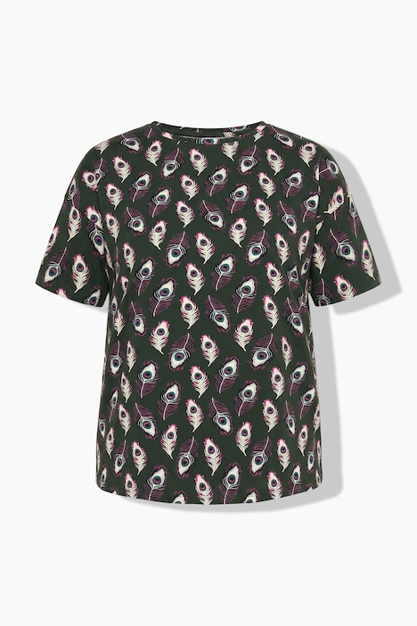 T-Shirt, Oversize Shape, Pfauenfeder-Print