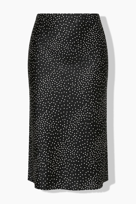 Jupe midi en satin, coupe trapèze, à pois