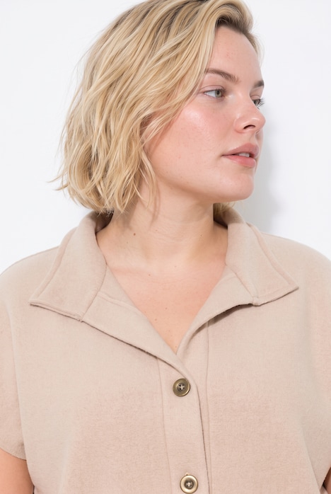 Fleece bodywarmer, opstaande kraag, knoopsluiting, mouwloos