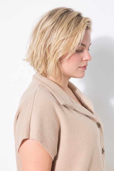 Fleece bodywarmer, opstaande kraag, knoopsluiting, mouwloos