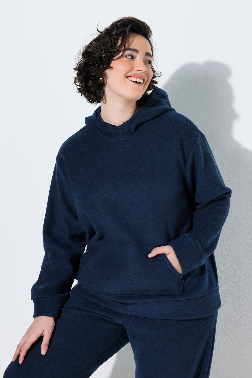 Fleece-Hoodie, Kapuze, Kängurutasche, Langarm