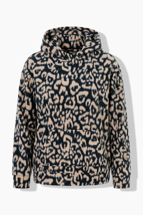Fleece-Hoodie, Leomuster, Kapuze, Langarm