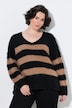 Pullover, Blockstreifen, V-Ausschnitt, Langarm