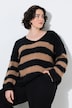 Pullover, Blockstreifen, V-Ausschnitt, Langarm