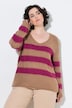 Pullover, Blockstreifen, V-Ausschnitt, Langarm