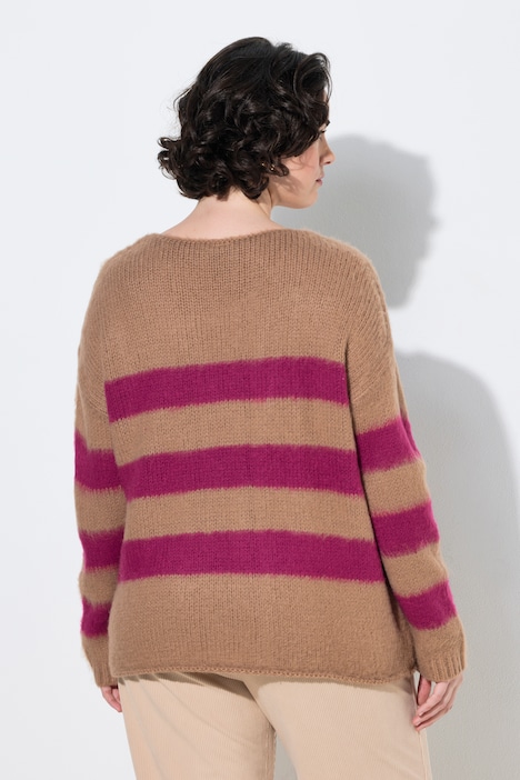 Pullover, Blockstreifen, V-Ausschnitt, Langarm