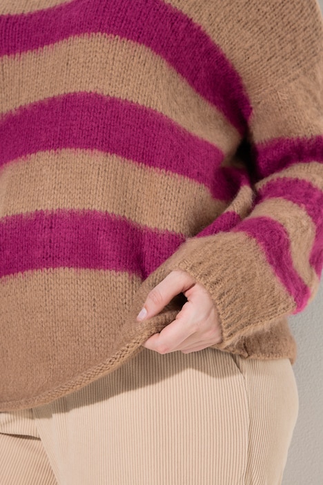 Pullover, Blockstreifen, V-Ausschnitt, Langarm