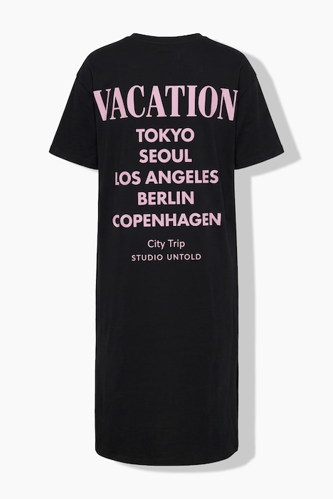 T-Shirt-Kleid, oversized, Rücken VACATION Print