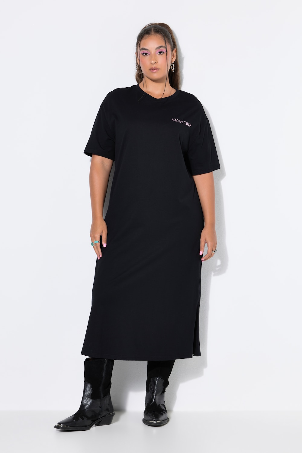 T-Shirt-Kleid, oversized, Rücken VACATION Print