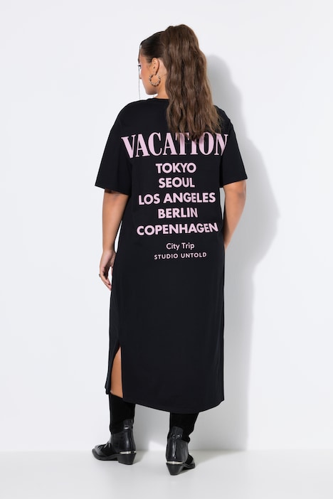 T-Shirt-Kleid, oversized, Rücken VACATION Print
