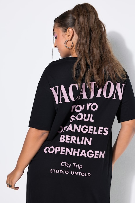 T-Shirt-Kleid, oversized, Rücken VACATION Print