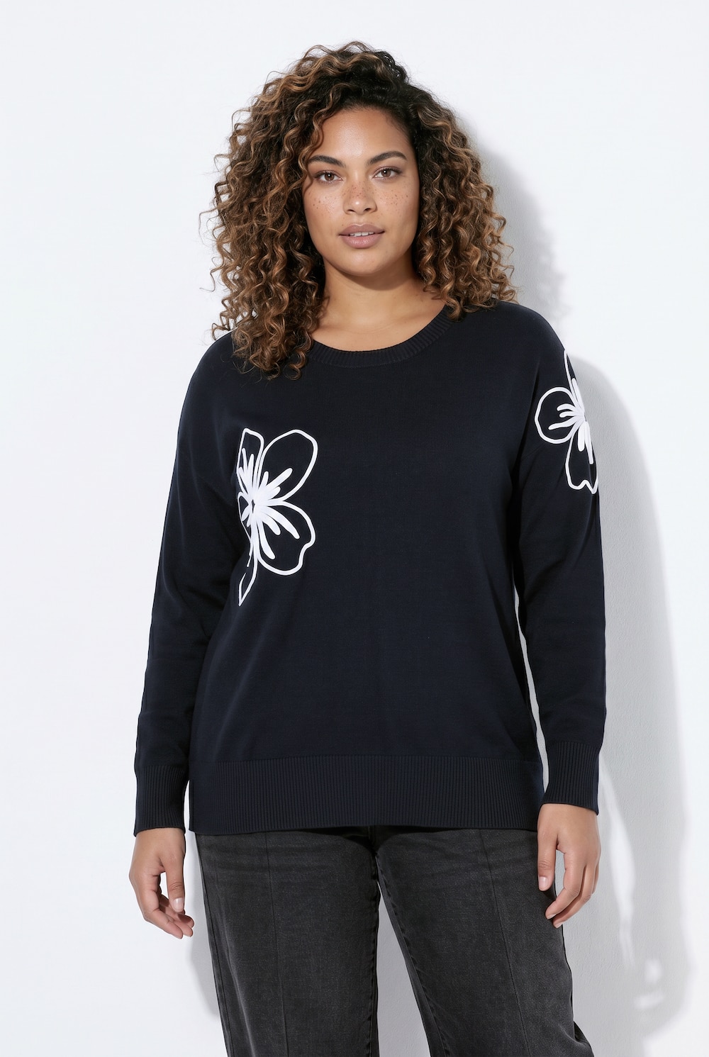 Pullover, Loose Fit, Blüten-Applikation