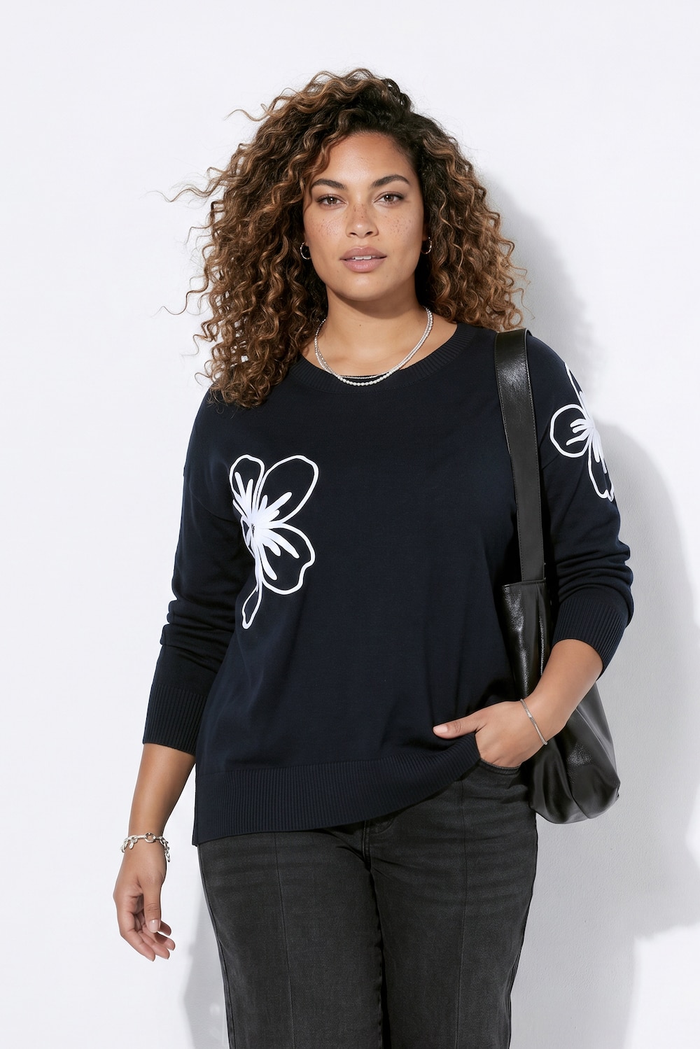 Pullover, Loose Fit, Blüten-Applikation